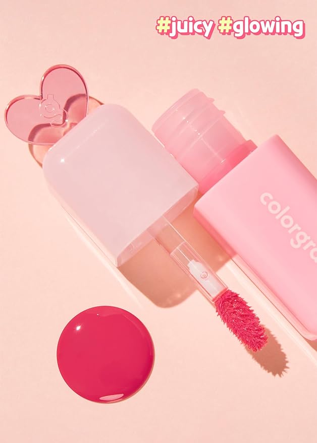 COLORGRAM Juicy Drop Tint 03 Litchi Luster | Juicy Lip Gloss, Glowing Lip Stain with Fruity Colors, Buildable & Blendable, Highly Pigmented-Velvo Beauty
