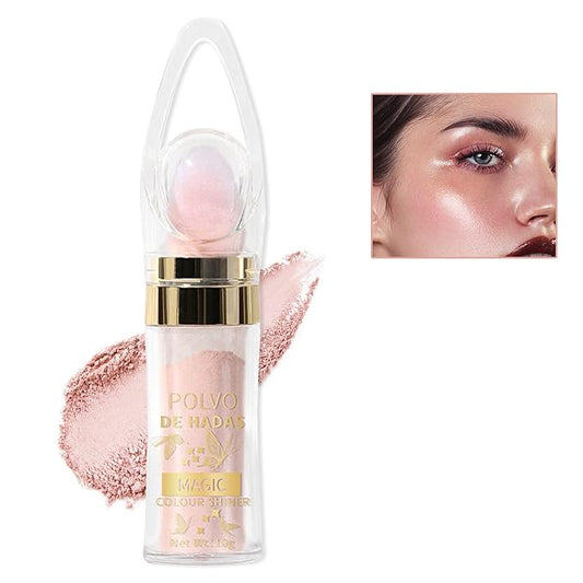 Polvo De Hadas Highlighter Glitter Stick Body Glitter Shimmer Face Brightening Highlighter Contour Powder Makeup Stick Face Blusher Fairy Glitter Highlighter Makeup - 02#Fairy Pink-Velvo Beauty