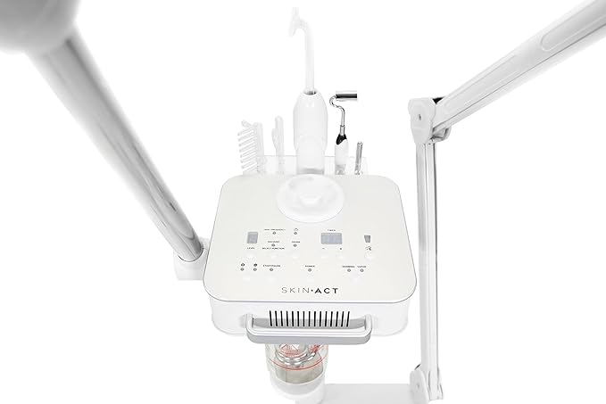 Facial Ozone Steamer 4 in 1 with Magnifying LED Light, High Frequency and Galvanic Aroma Therapy by SKINACT-Velvo Beauty