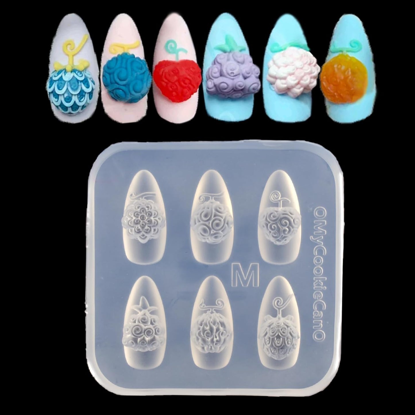 3D Flowers Nail Mold Devil Fruit Carving Template Silicone Nail Tools for Resin Charms Manicure DIY Supplies-Velvo Beauty