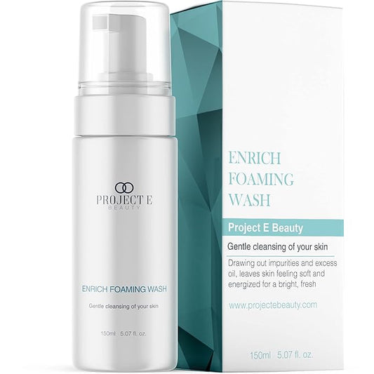 Project E Beauty Enrich Foaming Wash Gentle Cleansing | Moisturizing Daily Face Cleanser | Removes Dirt & Excess Oil | Brightens Skin | Hydrating Formulation | Clear & Smooth Skin | 150ml-Velvo Beauty