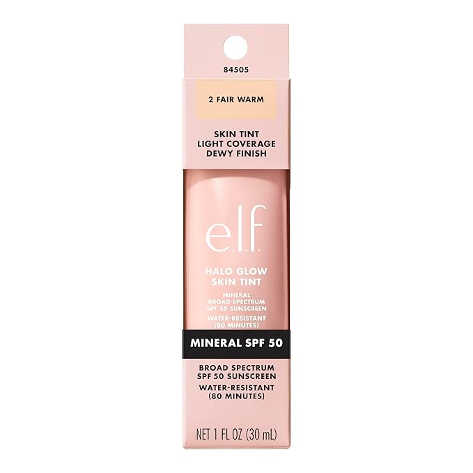 e.l.f. Halo Glow Skin Tint SPF 50, Tinted Moisturizer For Light, Buildable Coverage, Creates A Natural Glow, Vegan & Cruelty-Free, 2 Fair Warm-Velvo Beauty