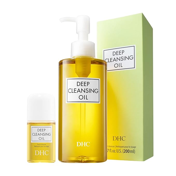 DHC Deep Cleansing Oil and Travel Size, Facial Cleansing Oil, Makeup Remover, Cleanses without Clogging Pores, Residue-Free, Fragrance and Colorant Free, For All Skin Types, 6.7 oz and 1 oz-Velvo Beauty