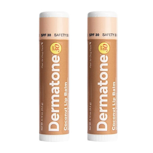 Dermatone Coconut Lip Balm SPF 30 | Lip Balm with Sunscreen | Moisturizing with Aloe and Vitamin E | Medicated to Soothe & Replenish Chapped and Cracked Lips (Coconut Lip Balm, 0.15oz Pack of 2)-Velvo Beauty