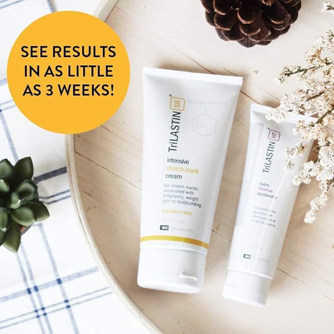 TriLASTIN-SR Intensive Stretch Mark Cream Bundle with Hydro-Thermal Accelerator (5.5 & 3 oz) | Fast-Acting Stretch Marks Cream with Absorption Enhancing Serum | Hypoallergenic & Paraben-free-Velvo Beauty