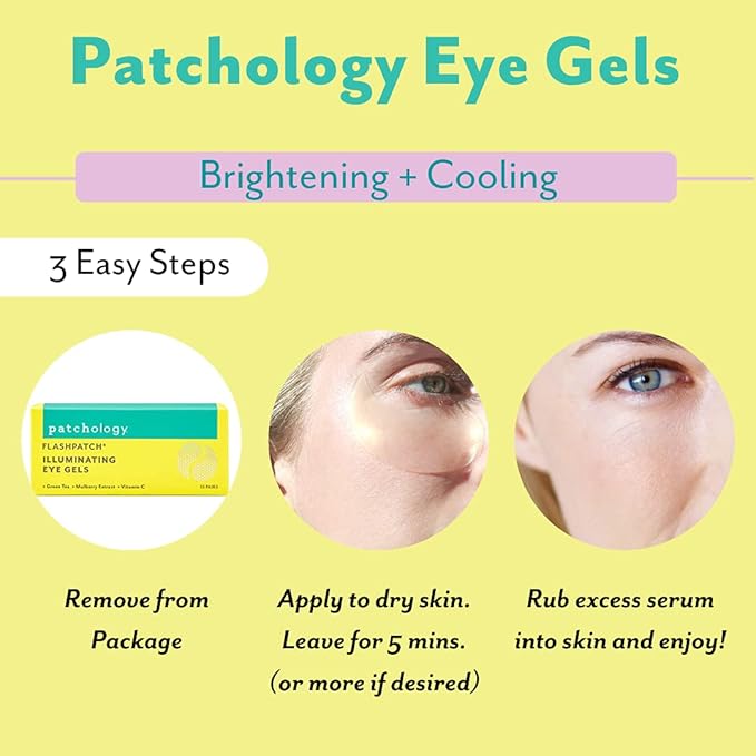 Patchology Eye Masks, Illuminating Under Eye Patches for Dark Circles (15 Pair) Brightening Eye Mask, Vitamin C Serum Eye Bags Treatment for Men and Women, Cooling Gel Pads-Velvo Beauty
