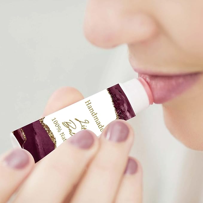 CRASPIRE 80Pcs 8 Styles Lip Balm Sticker Vintage Quicksand Background Self-Adhesive Homemade Lip Balm Labels Vintage Square DIY Label Stickers for Lip Balm Containers Cosmetics Lipsticks-Velvo Beauty