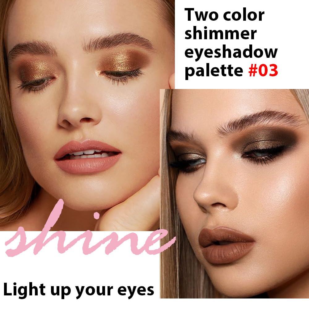 Double color eye shadow, Eyeshadows Creamy, high pigment eye makeup palette, matte shimmer metal eye shadow powder, Blendable, Ultra-Pigmented, Easy to Apply, Matte & Shimmer, (03)-Velvo Beauty