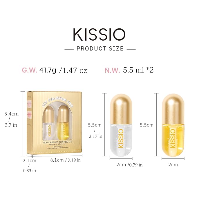 KISSIO Lip Plumper,2 PCS Natural Lip Plumper,Lip Enhancer, Natural Plumping Lip Serum, Lip Plumping Balm,Lip Plumper Pro,Hydrated Beauty Lips 5.5ml, Day And Night-Velvo Beauty