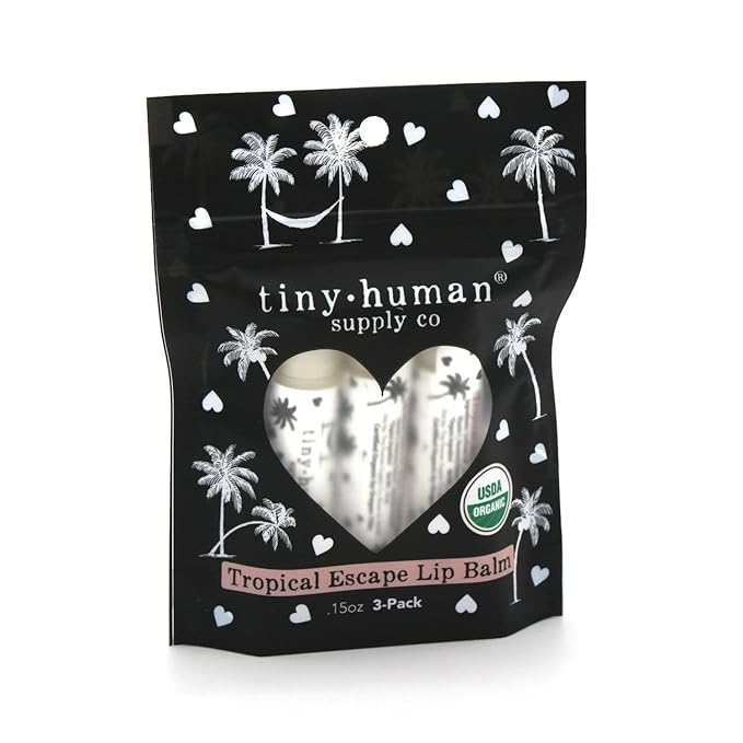 Organic Lip Balm 3 pack, Made with Premium Waxes and Extracts, Certified Organic for Chapped Lips (Tropical Escape)-Velvo Beauty