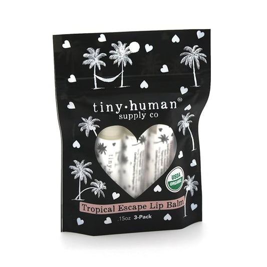 Organic Lip Balm 3 pack, Made with Premium Waxes and Extracts, Certified Organic for Chapped Lips (Tropical Escape)-Velvo Beauty