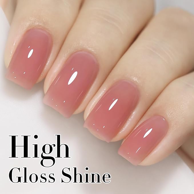 Double Rhythm Translucent Gel Polish Sheer Neutral Natural Light Milky Same Color Same Bottle 15ML Jelly Nail Polish Nail Art DIY at Home (Nude Milky Pink-A1384)-Velvo Beauty