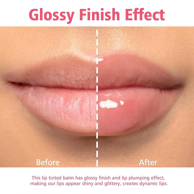 GECOMO Lip Glowy Balm, Moisturizing Lip Gloss, Nourishing Glossy Transparent Plumping Oil, Non-sticky Tinted Toot Lip Balm for Lip Care (BERRY) 0.35oz-Velvo Beauty