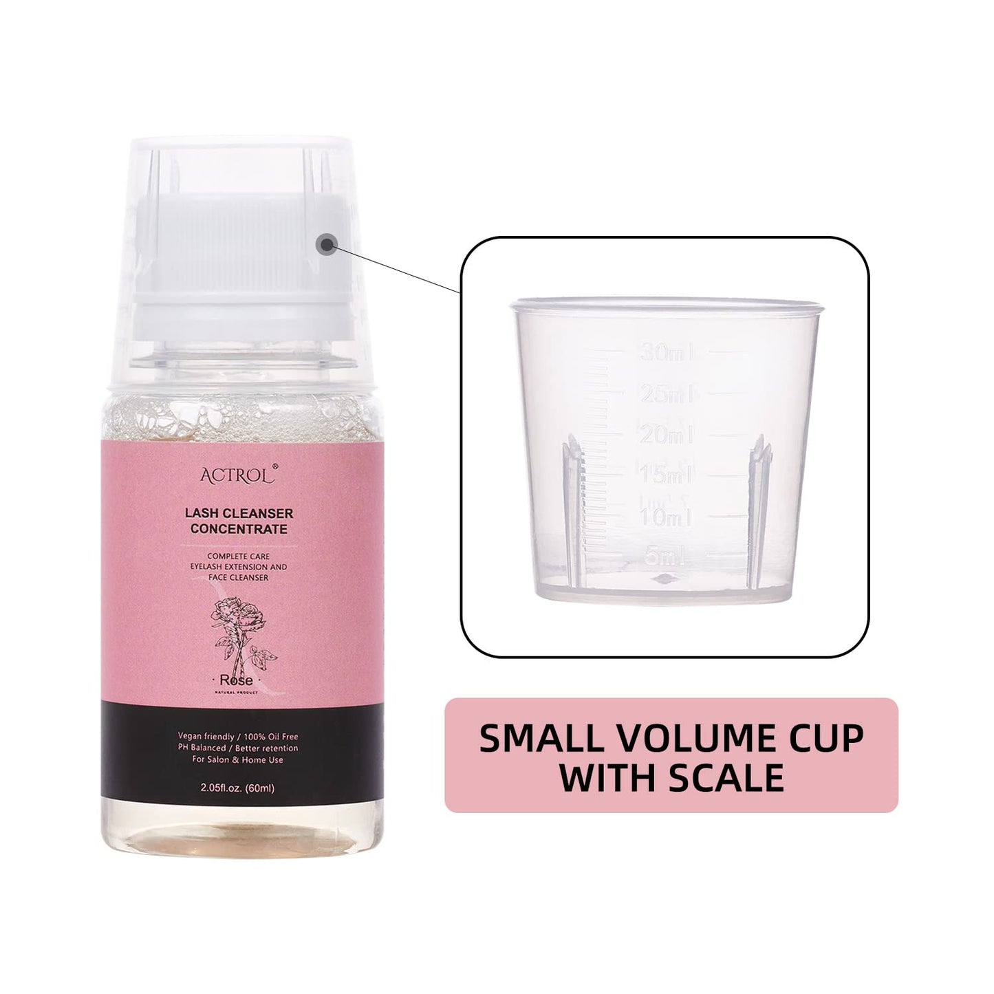 Eyelash Cleanser Concentrate 60ml Rose Professional Lash Shampoo Foaming Cleanser DIY Wash for Extensions Lashes with Salon Home Care-Makes 12Bottles-Velvo Beauty