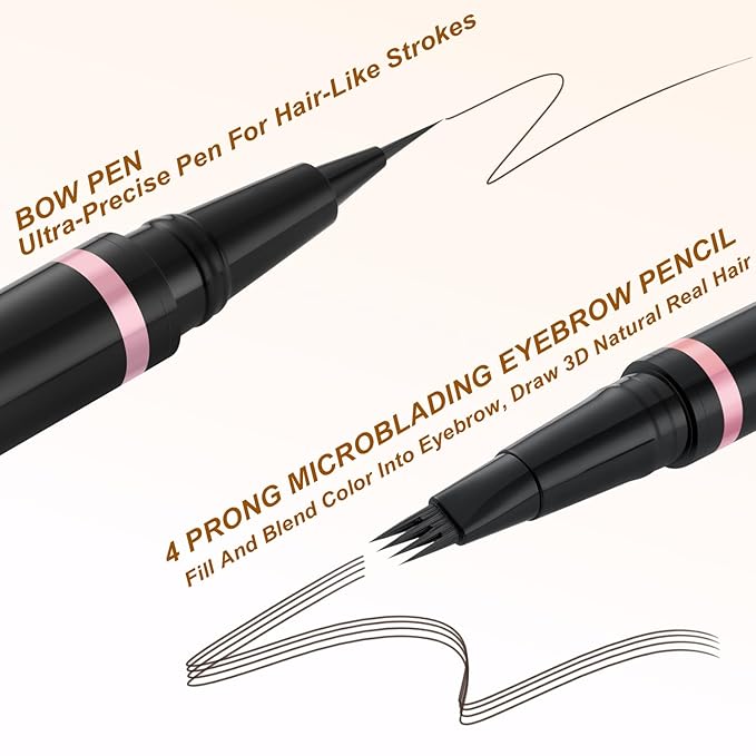 LAVONE Eyebrow Pencil Makeup Kit, with Waterproof 2-IN-1 Microblading Eyebrow Pen, Eyebrow Pomade, Eyeliner and Dual-ended Eyebrow Brush, Brow Pencil Kit for Natural Eyebrows - Chocolate-Velvo Beauty