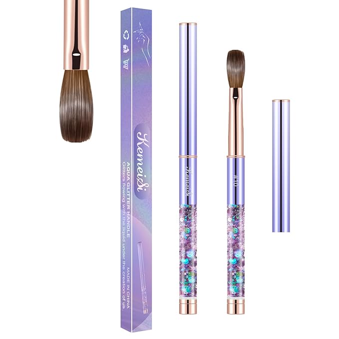 Acrylic Nail Brush Size #10, KEMEISI 100% Pure Kolinsky Nail Art Brushes Sturdy Handle Oval Shaped Acrylic Powder Nail Design Tools for Professional Manicure DIY Home Salon (Purple)-Velvo Beauty