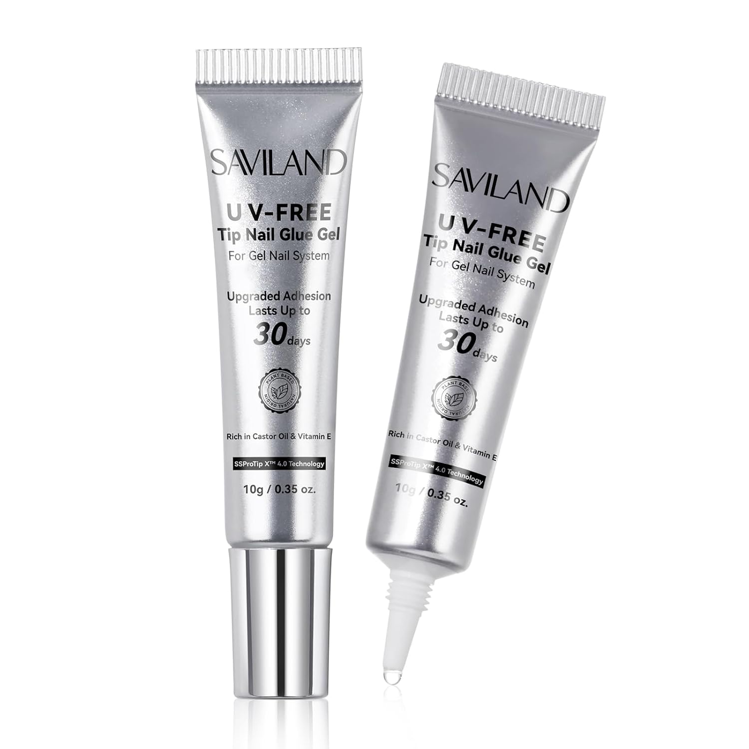 SAVILAND 2Pcs Semi Solid Nail Glue for Press On Nails: Super Strong 20g Gel Nail Glue for Press Ons Quick Drying 30-Day Long Lasting Nail Glue Gel Adhesive Rich in Castor Oil VE No U V Light Needed-Velvo Beauty