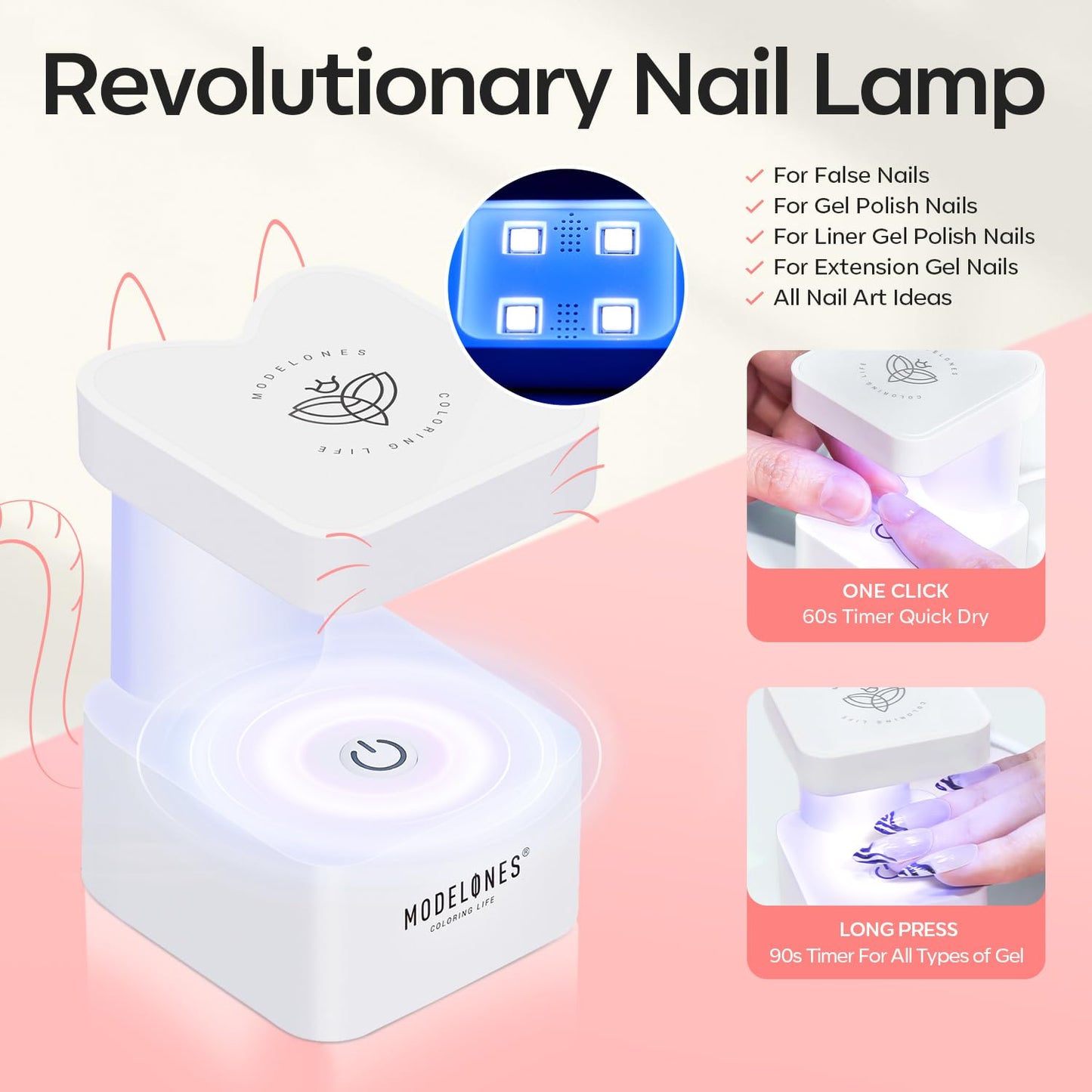 modelones Medium Oval Gel Nail Tips Kit, 9-in-One Nail Glue with Portable U V Lamp 216Pcs 12Sizes Pre-Etched Round Press ons Fake Acrylic Extension Kit DIY Salon Gift for Women-Velvo Beauty