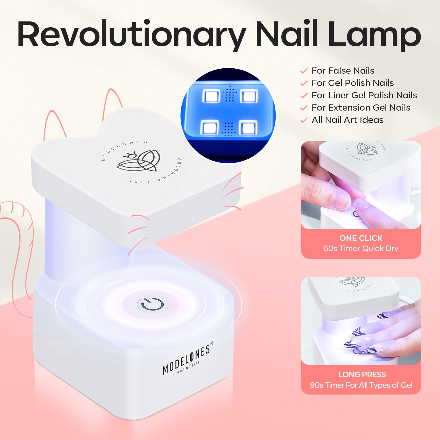 modelones Medium Oval Gel Nail Tips Kit, 9-in-One Nail Glue with Portable U V Lamp 216Pcs 12Sizes Pre-Etched Round Press ons Fake Acrylic Extension Kit DIY Salon Gift for Women-Velvo Beauty