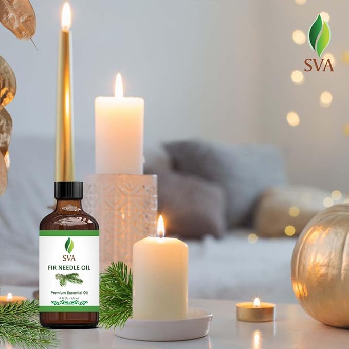 SVA Fir Needle Essential Oil – 4 Fl Oz – 100% Natural Fir Needle Oil - for Diffuser, Hair Care, Face, Skin Care, Aromatherapy, Scalp and Body Massage, Soap and Candle Making – with Dropper-Velvo Beauty