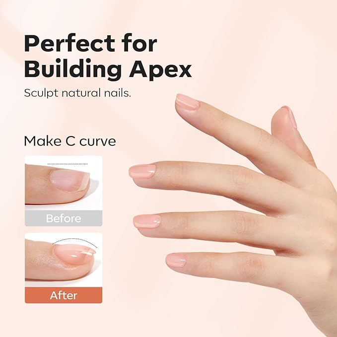 modelones Builder Nail Gel, 8-in-One Sheer Nude Pink Builder, Apricot Blush Pink Rubber Base for Nail Thickening Apex Building LED Lamp Cured Hard Strengthener Extend Color Gel Polish for DIY Salon-Velvo Beauty