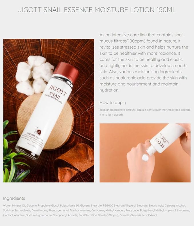 Snail Essence Moisture Skin Care 3Set, K Beauty Snail Cream, Moisturizer, Toner, Anti-Aging Hydration-Velvo Beauty