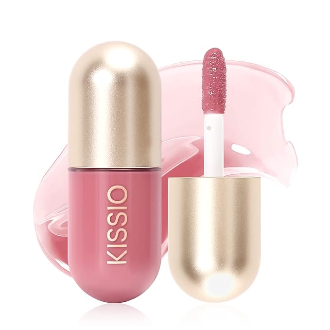 KISSIO Lip Plumper,Color Lip Plumper Gloss,Lip Enhancer,Plant Extracts Plumping Lip Serum,Moisturizing Lip Gloss for Fuller Lips and Hydrated Beauty Lips 5.5ml (02 Fig tea)-Velvo Beauty