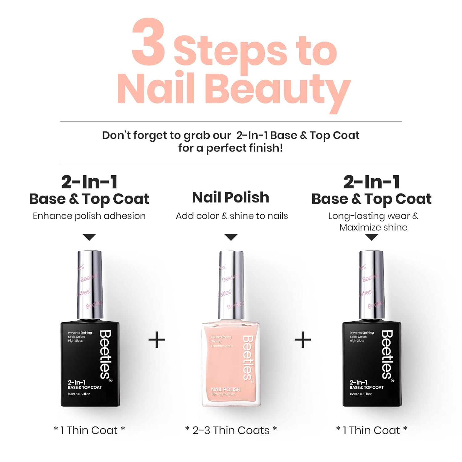 Beetles Nail Polish - Nude Nail Polish Pink Jelly Nail Concealer Fast Dry Quick Natural Nail Strengthener and Growth Treatment for Thin and Damaged Nails,0.51 FL OZ-Velvo Beauty