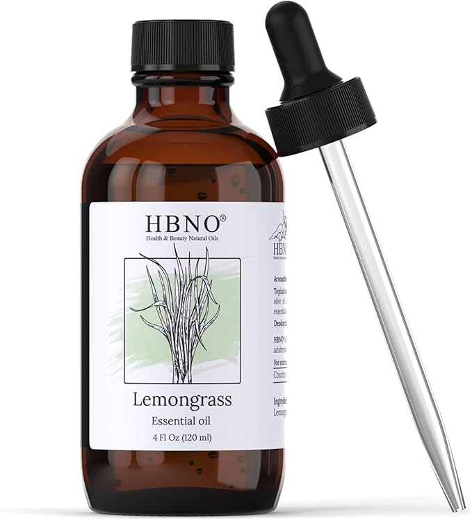 HBNO California Bottled Lemongrass Essential Oil 4 fl oz (120ml) - Natural Lemongrass Oil, Perfect for Cleaning, Aromatherapy, DIY, Soap & Diffuser -Velvo Beauty