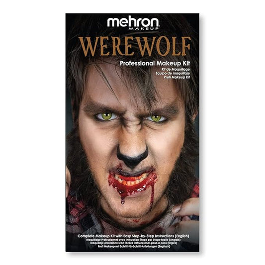 Mehron Makeup Premium Character Kits| Makeup Kits for Halloween & Cosplay| Made in the USA | Complete Makeup Kit | Includes all Makeup, Tools, & Instructions on How to Create the Look | (Werewolf)-Velvo Beauty