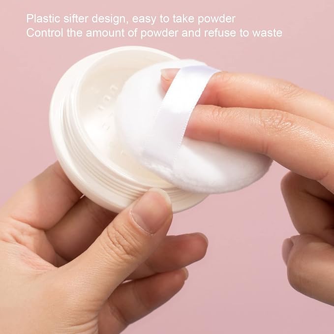 Dioche Loose Powder Container with Puff Sifter Lids, Plastic Refillable Empty Loose Powder Puff Case Face Powder Blusher Makeup Cosmetic Jars Containers for Travel Daily Use-Velvo Beauty