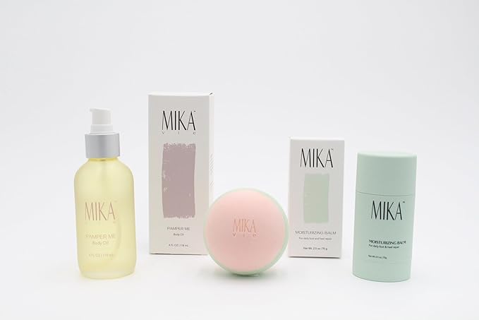 Body Oil Foot Balm Massage Ball | Beauty Kit with Organic Body Oil for Dry Skin Foot Balm for Dry Cracked Feet and Massage Ball | Clean Beauty, Vegan and Paraben Free-Velvo Beauty