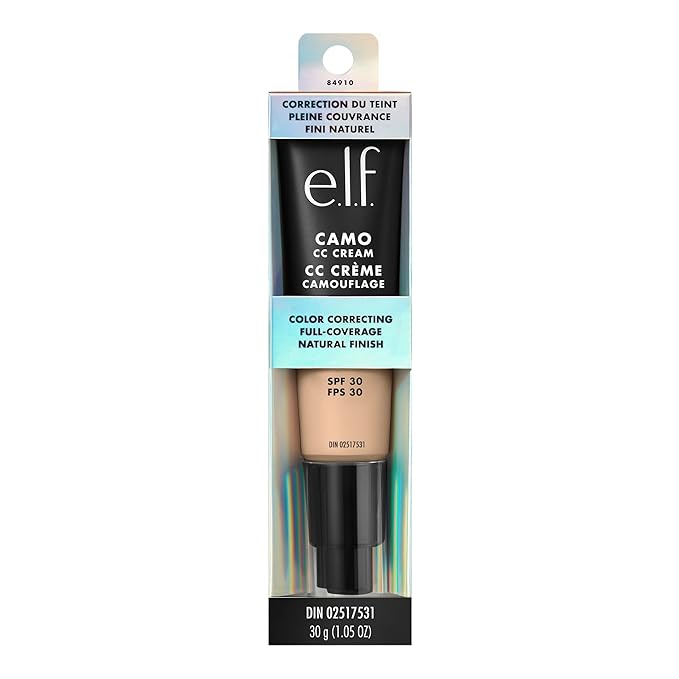 e.l.f. Camo CC Cream, SPF 30 Color-Correcting Medium-To-Full Coverage Face Foundation, Delivers An Airbrushed Finish, Vegan & Cruelty-Free, Rich 650 C-Velvo Beauty