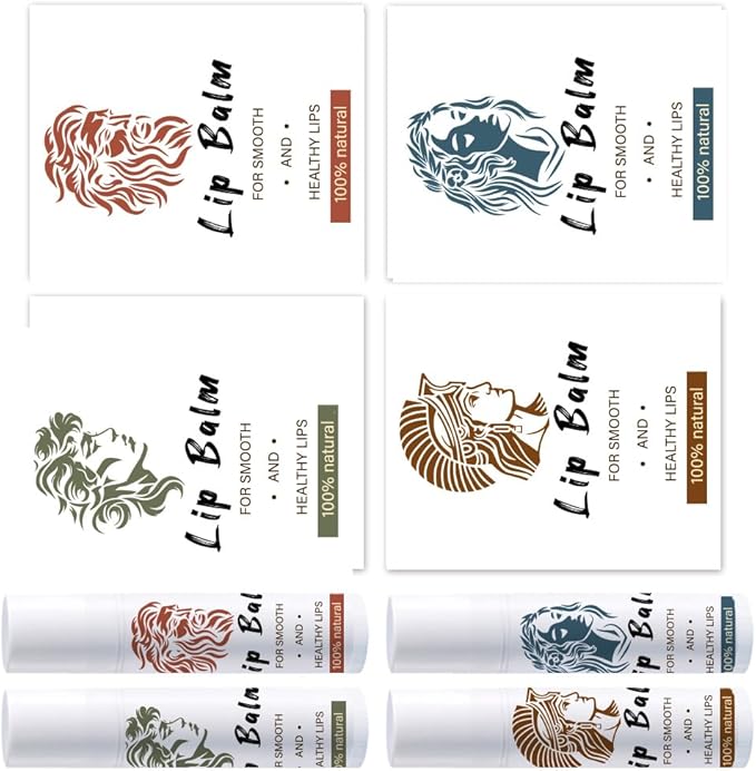 OLYCRAFT 100Pcs Self-Adhesive Lip Balm Tag Stickers 1.7x2.1 inch Adhesive Label with Greek Mythology Portrait Rectangle Lipstick Tag Sticker for Lip Balm Container Tubes Lipstick Wrapping Decoration-Velvo Beauty