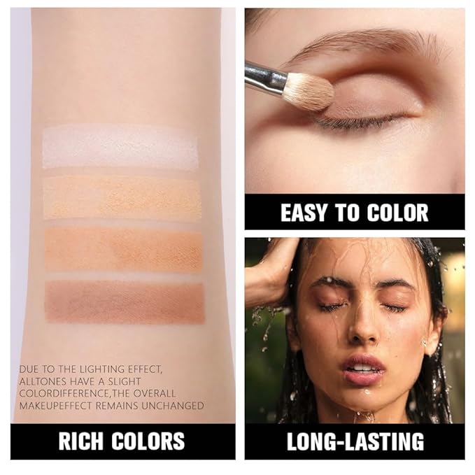 evpct Matte Smoky Nude Eyeshadow Quad Palette, Ivory White Nuetral Dark Ndue Brown Matte Smoky High Pigmented Primer Mini Eye Shadow Palette Makeup for Women, Smudge Proof Vegan Eye Shadows Nudes-Velvo Beauty