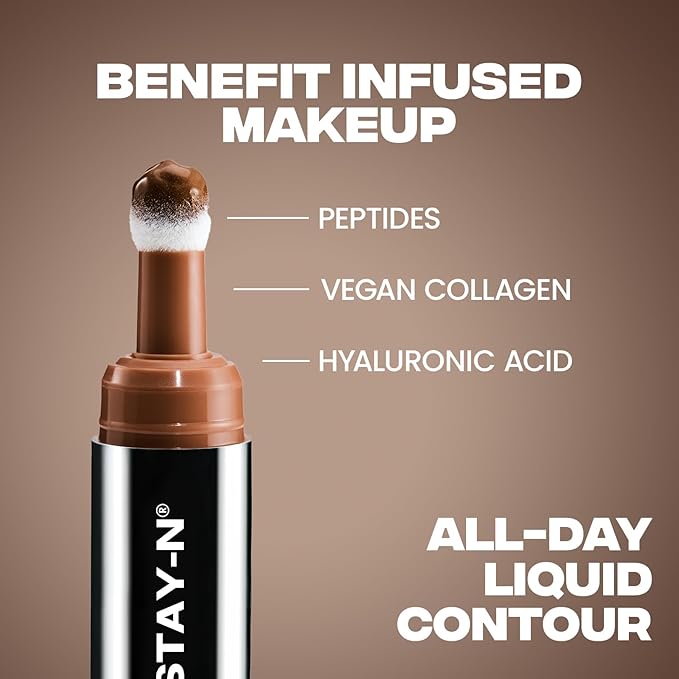 Sacheu Liquid Contour STAY-N Long Wear Cream Contour Makeup — Long Lasting, Blendable, & Lightweight Formula — Vegan & Cruelty-free, Giving Boss-Velvo Beauty