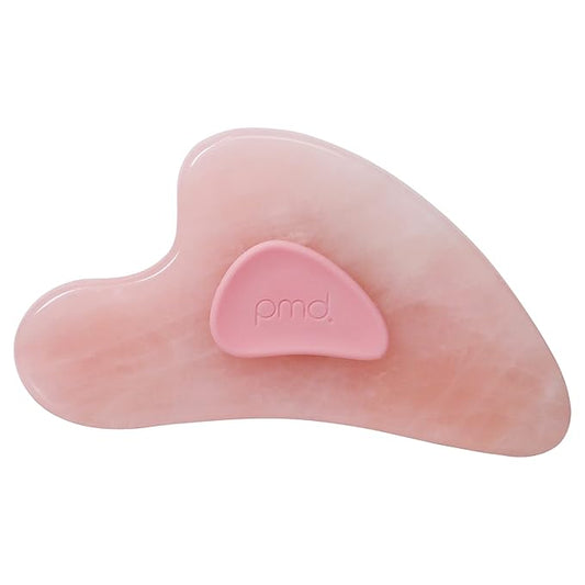 PMD Beauty Gua Sha Facial Tools - Massaging, Sculpting and Depuffing Guasha Tool for Face with Rose Quartz and Silicone Grip - Reduce Tension & Inflammation-Velvo Beauty