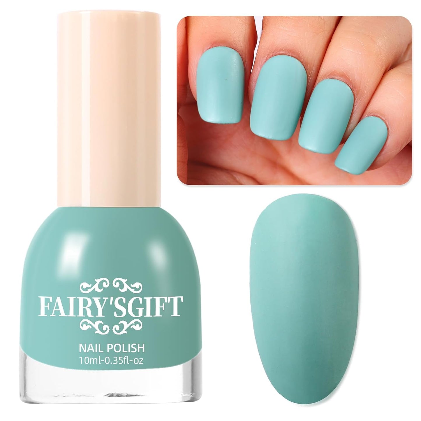 Matte Nail Polish Air Dry Nail Lacquer for Nail Art Varnish, Mist Effect Matte Finish Velvet Nail Polish, 0.35 fl oz (Cyan-14, 10 ML)-Velvo Beauty