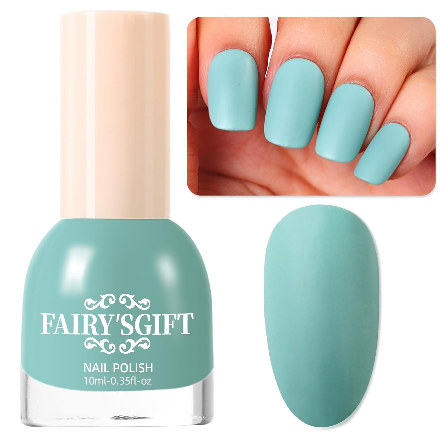Matte Nail Polish Air Dry Nail Lacquer for Nail Art Varnish, Mist Effect Matte Finish Velvet Nail Polish, 0.35 fl oz (Cyan-14, 10 ML)-Velvo Beauty