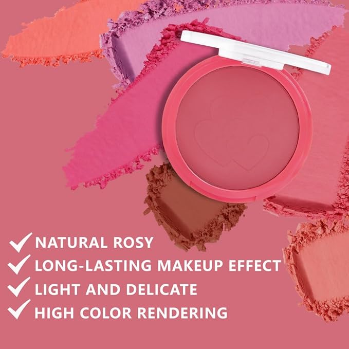 Rose Bean Paste Matte Single Pressed Cheeks Face Blushes Makeup Palette, Rose Bean Monochrome Cream Blushes Palette Makeup for Older Women, Natural Pigmented Paleta de rubores monocromática 04-Velvo Beauty
