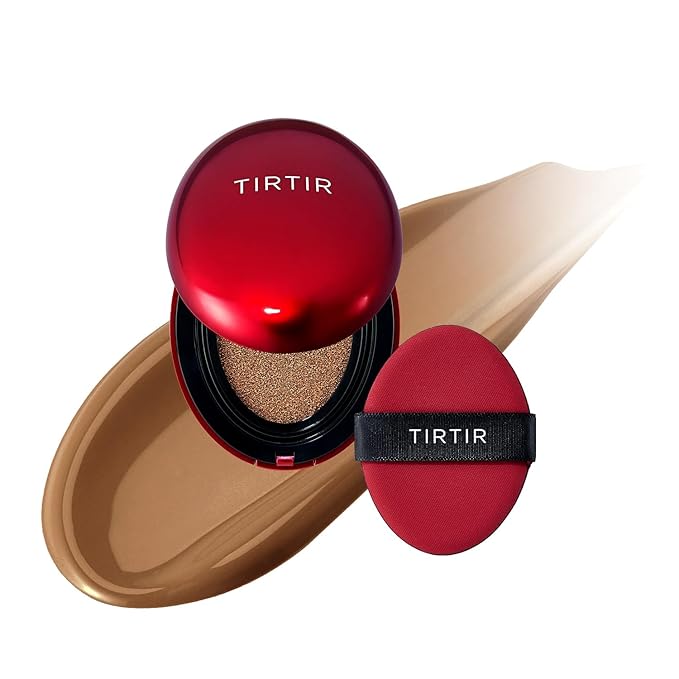 [*Mini Size*] TIRTIR Mask Fit Red Cushion Foundation | Full coverage, Weightless, Skin fit, Satin Glow Finish, Korean Makeup, beauty, Tattoo cover up, Buildable (#43N Deep Cocoa, 0.15 Fl Oz)-Velvo Beauty