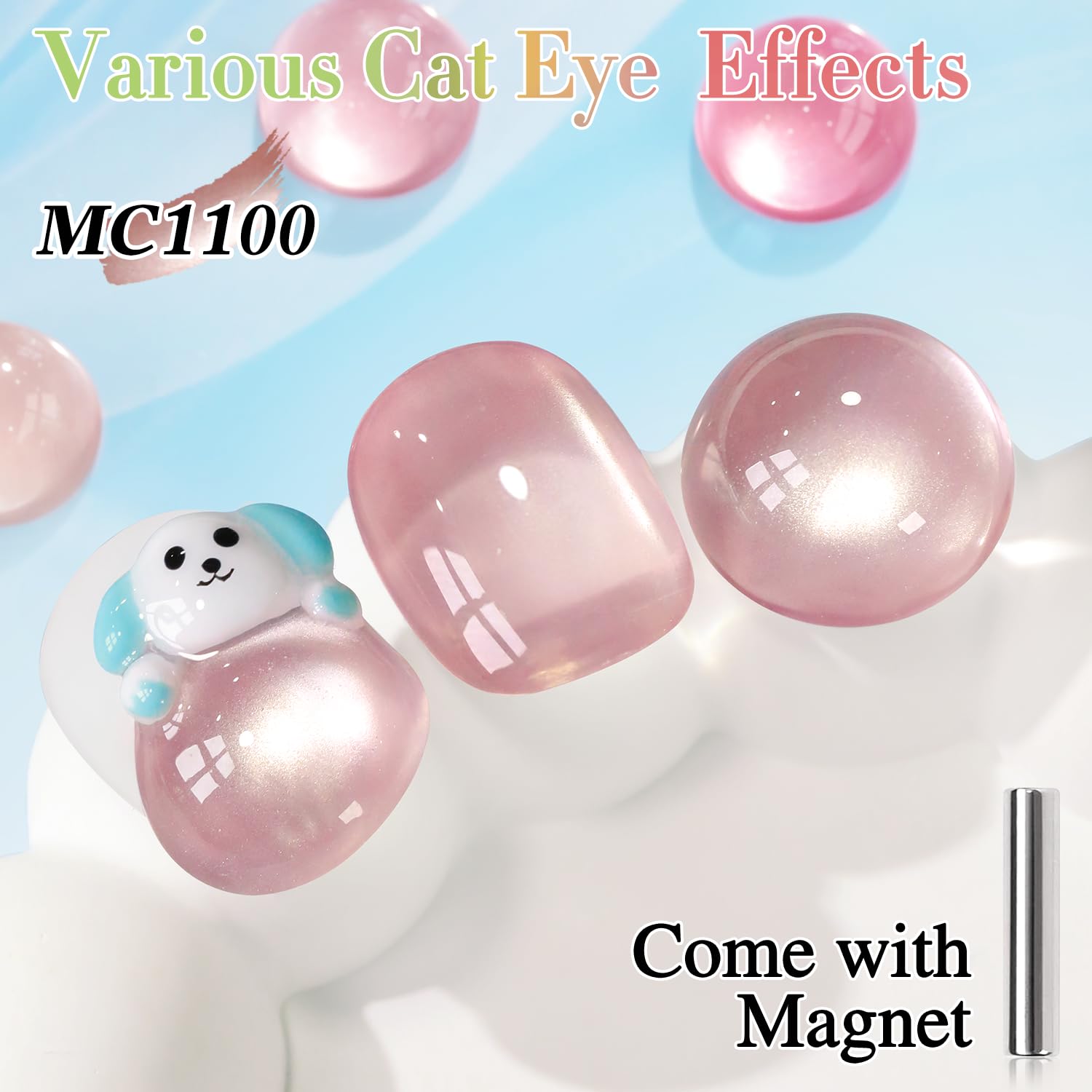 Double Rhythm Jelly Glass Cat Eye Gel Polish with Magnet 15ML Holographic Glitter Shimmer Translucent Sheer Color Magnetic Nail Polish Salon DIY at Home (Jelly Pale Purple-MC1100)-Velvo Beauty