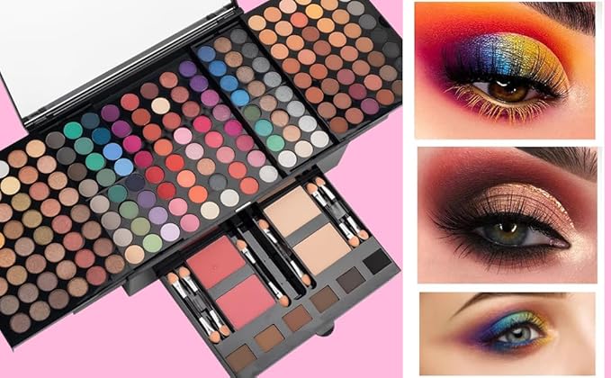 194 Colors Eyeshadow Makeup Palette, Makeup Palette Set with Eyeshadow Blusher Eyebrow Powder Mirror Applicators, All in One Makeup Eye Shadows Cosmetics Gift Kit-Velvo Beauty
