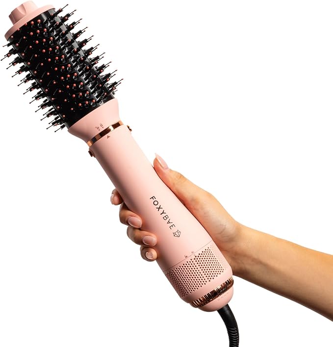 FoxyBae 4-in-1 Hot Air Styler: Blow Dryer Brush, Diffuser, Curling Barrel & Drying Cylinder - Blush Super Styler-Velvo Beauty