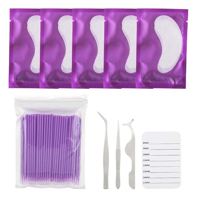 5 Pairs Under Eye Pads With Eyelash Holder Pallet and Brush and Tweezers Set, Lint Lash Extension Eye Gel Patches for Eyelash Extension Eye Mask Beauty Tool-Velvo Beauty