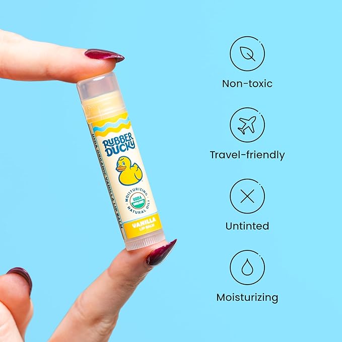 Rubber Ducky Sunscreen - Organic Lip Balm for Women, All Natural Lip Balm Stick with Vitamin E - Moisturizing & Hydrating Lip Balm for Dry Lips - Untinted and Non-Toxic Lip Care - Vanilla, 3 Pack-Velvo Beauty