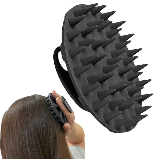 INNERNEED Scalp Care Massager Shampoo Brush, Wet & Dry Manual Head Scrubber Hair Washing, Soft Silicone Bristles, for Hair Growth, Dandruff Removal, Comfortable for All Hair Types (Black)-Velvo Beauty