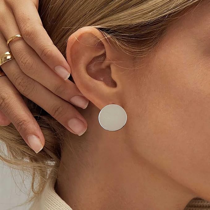 Boho Large Disc Coin Earrings Gold Coin Stud Earrings Geometric Circle Earrings Minimalist Round Circle Disc Earrings Jewelry for Women and Girls-Velvo Beauty