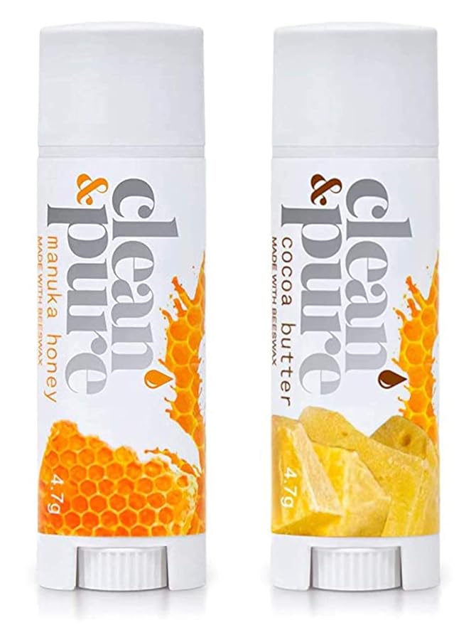 Lip Balm 2-Pack (Manuka Honey & Cocoa Butter) | Lip Care Set With 100% All Natural Beeswax | Vitamin E Oil-Velvo Beauty