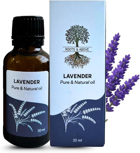 Roots & Above Pure Natural Lavender Essential Oil 1.01 oz/30ml for Diffuser, Skin, Hair, Self-Care, Soap & Candle Making Scent Fragrance-Velvo Beauty
